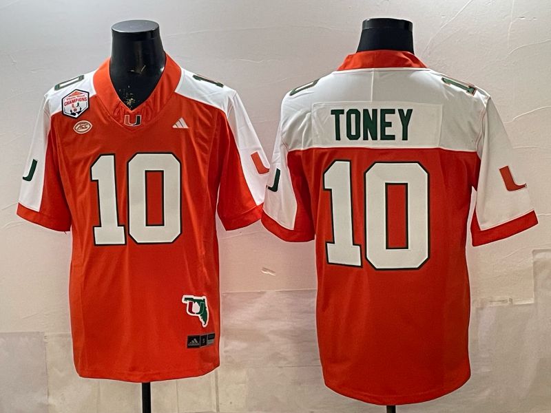 Men 2026 Miami Hurricanes #10 Toney Orange 3th generations Nike Limited NCAA Jersey 06